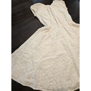Lands End kids sz 8 white eyelet fit and flair dress with cap sleeves
